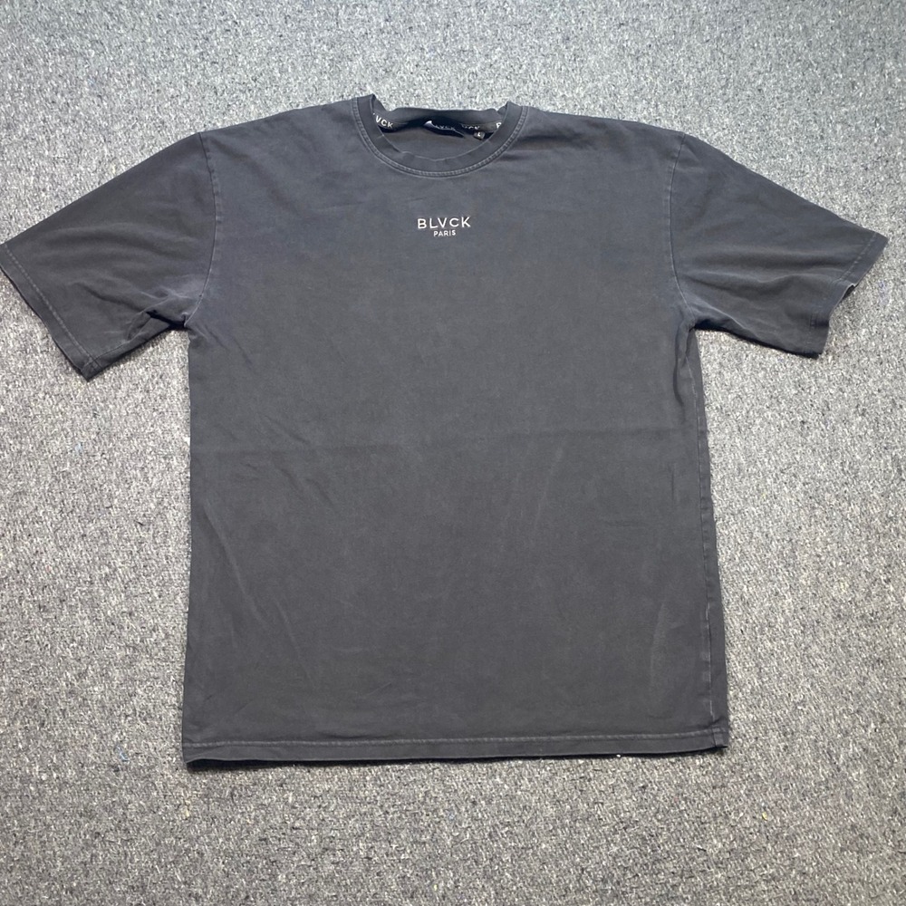 Blvck Paris TShirt Sz L Mens Black Streetwear‎ Minimalist Embroidered Logo Tee